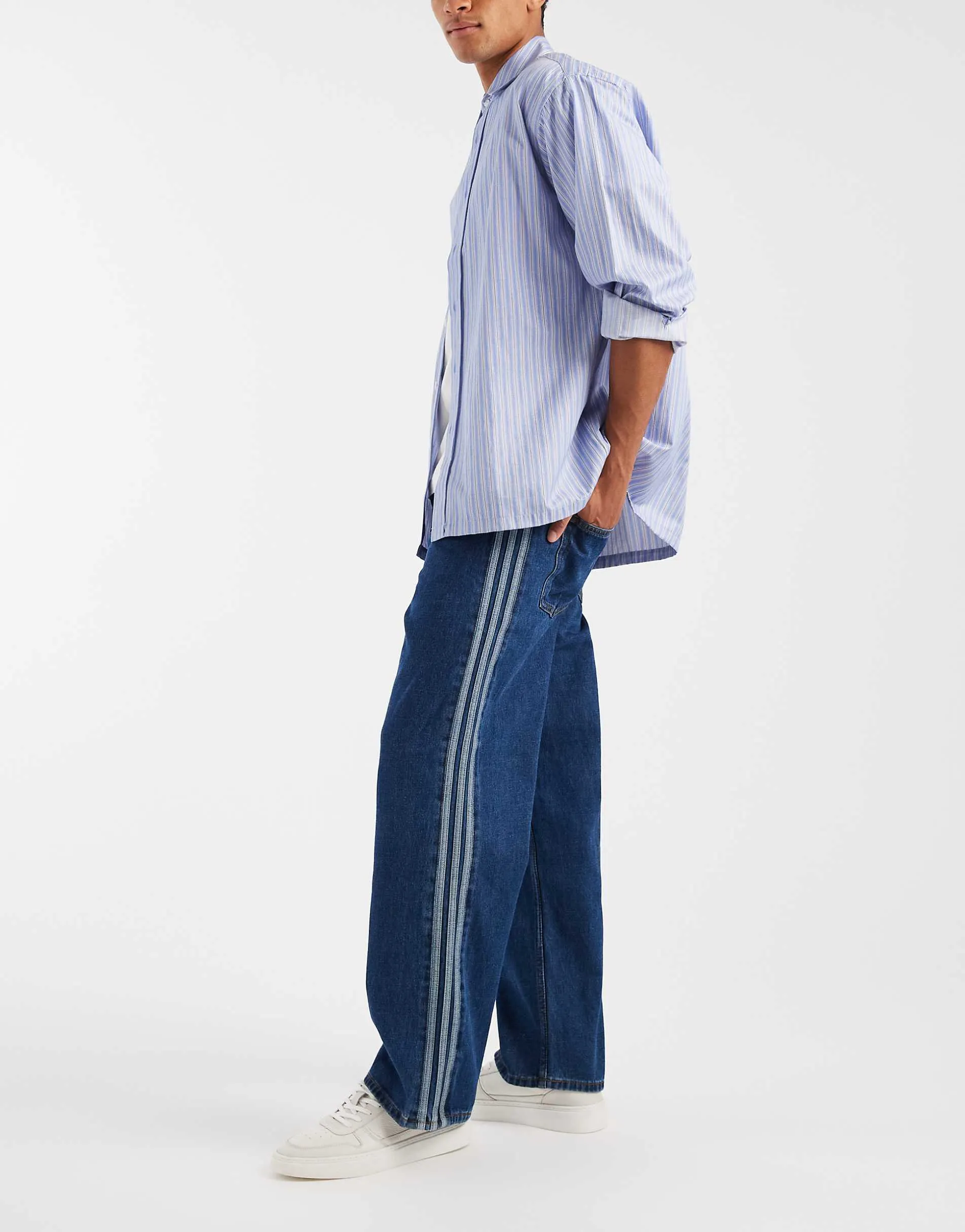 adidas Originals Firebird loose fit jeans in vintage blue