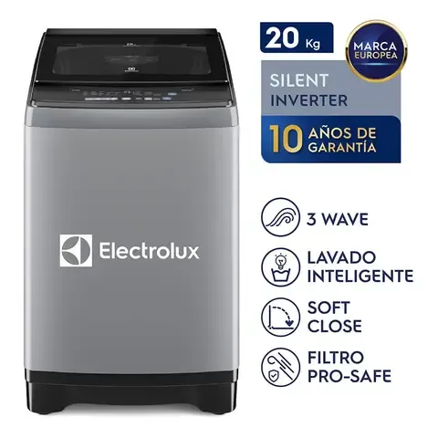Lavadora Electrolux Carga Superior 20kg Efficient Silent Inverter Gris EWIJ20F2XSYG