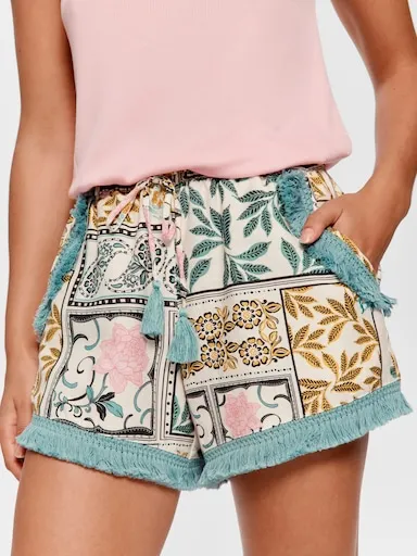 Boho Floral Tassel Mid Short