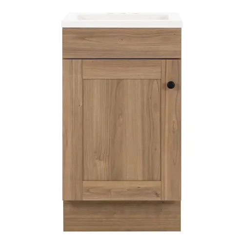 Addison 18-inch W Bathroom Vanity in Sand Elm with Cultured Marble Vanity Sink Top