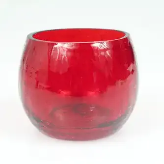 Boston Living Crackle Glass T/Light Holder 6cm Red