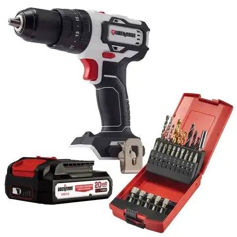 Taladro Percutor Inalámbrico 13 mm 20 V Brushless+1 Batería 2AH+Cargador+25 Acc