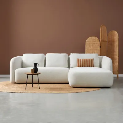Hoekbank Liora beige chaise longue rechts
