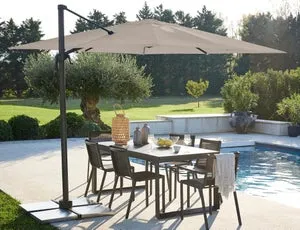 Ombrellone a palo laterale grigio Aura NATERIAL con telo quadrato tortora L 286 x P 286 x H 264 cm