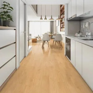 Pavimento SPC effetto legno miele Sp 4.6 mm con sottopavimento integrato CLASSEN Nuva Lugha 2.455 m²