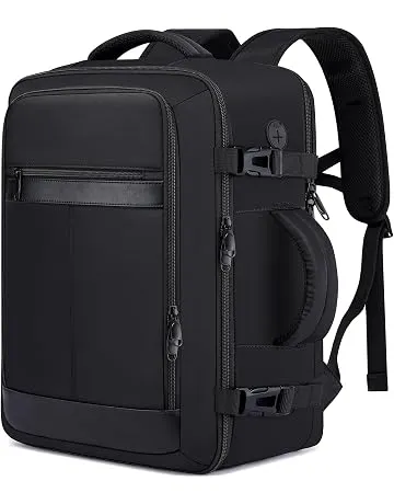 EZUOLA Travel Backpack for Men,TSA Carry On Backpack Flight Approved | Underseat Travel Laptop Mochila Carry On Luggage with Shoe Pouch, Airline Approved Personal Item Bag For Weekender, Black