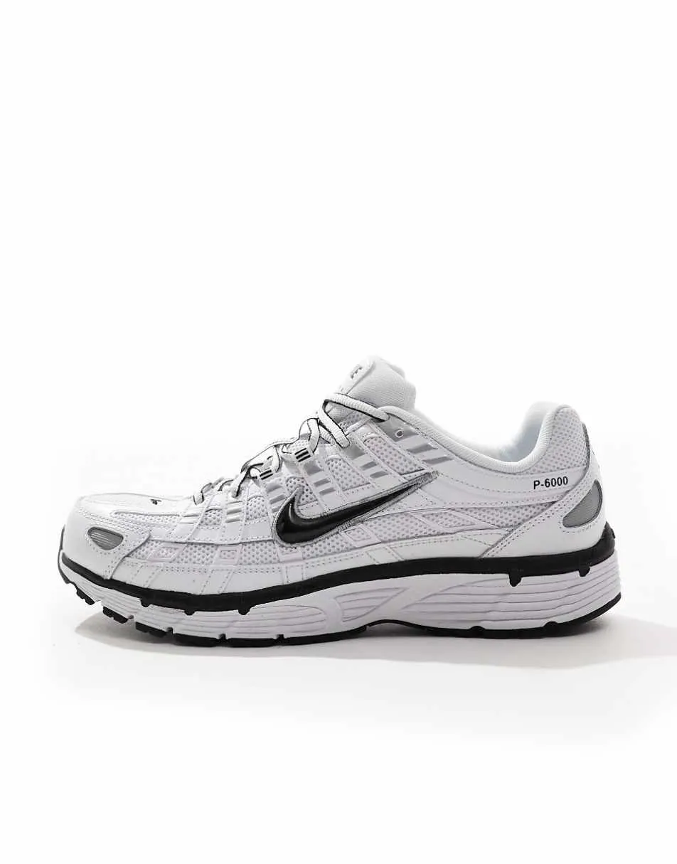 Nike P-6000 unisex trainers in white and metallic silver