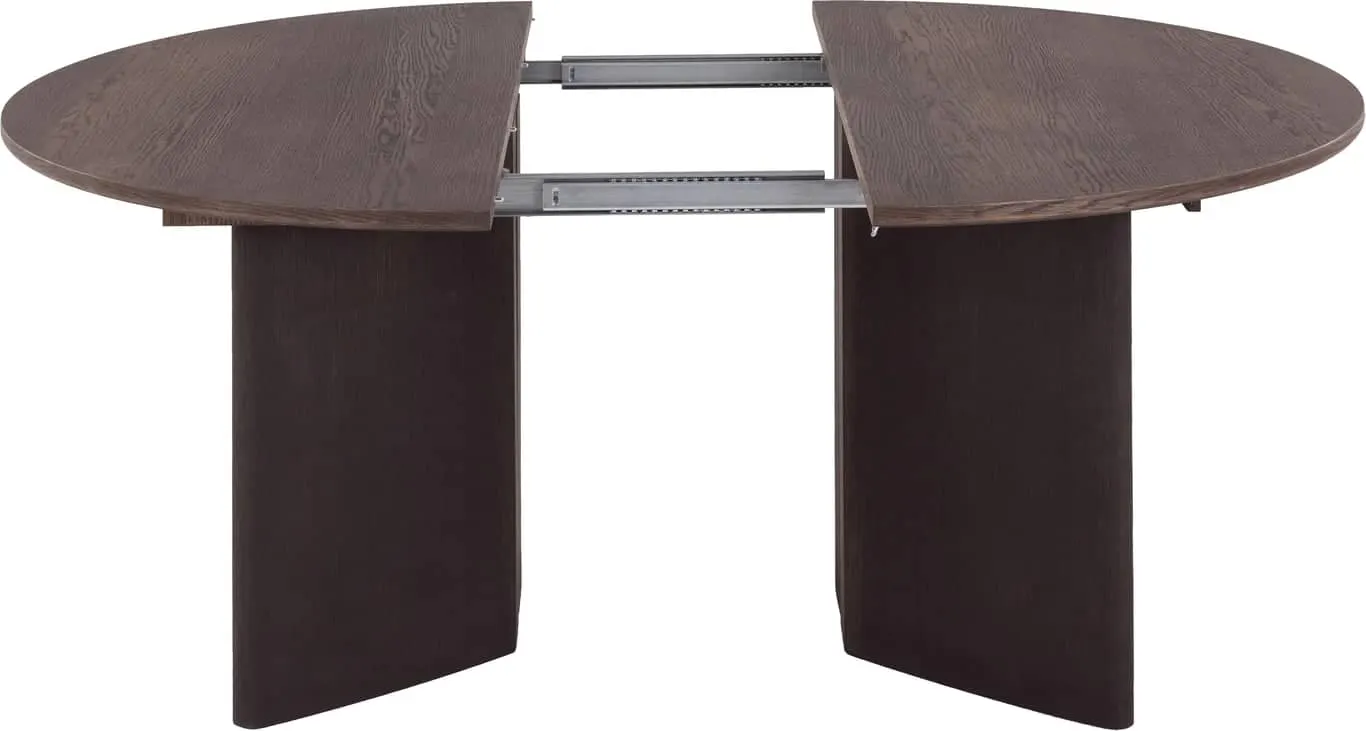 Linea spisebord rundt Ø 138 cm m/uttrekk for opptil 4 plater, mocca oljet, lotus sokkel