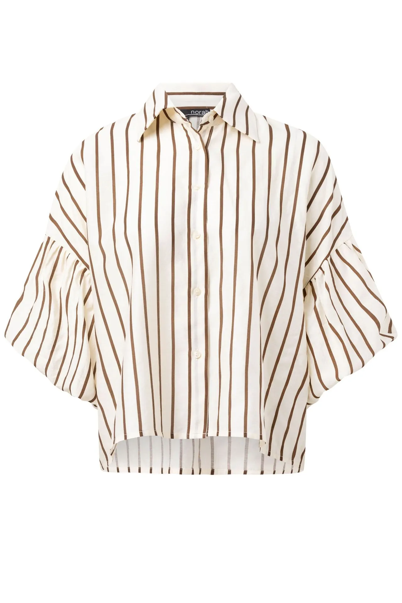 Gestreepte ecru/bruine blouse