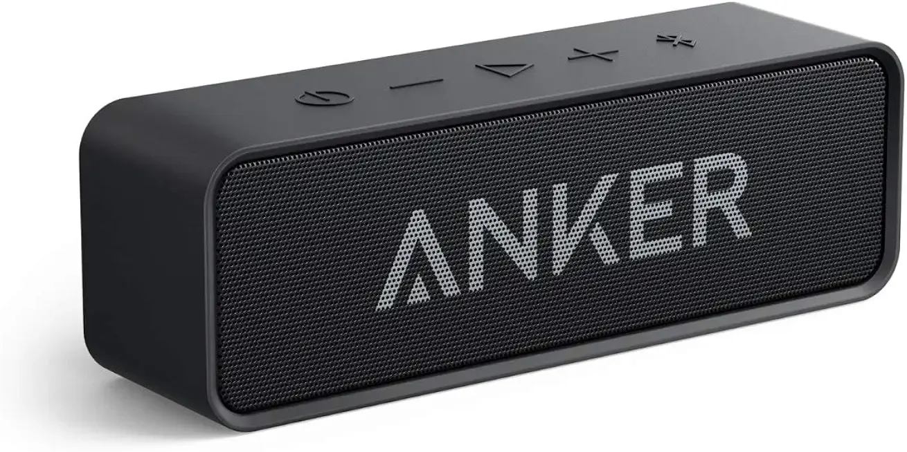 Anker Soundcore Upgraded Bluetooth Speaker with IPX5 Waterproof, Stereo Sound, 24H Playtime, Portable Wireless Speaker for iPhone, Samsung and More (Black)