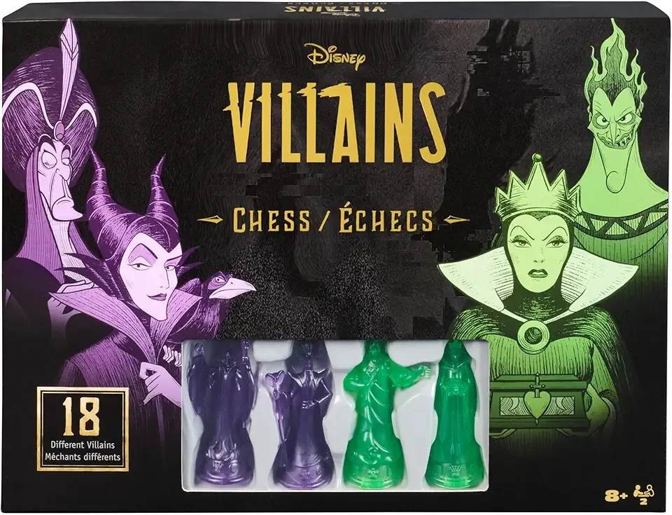 Spin Master Games, Disney Villains Chess Set for Adults & Kids, Play as Classic Disney Characters Ursula, Hades, & More, STEM Activity, Valentine's Day Gifts for Couples, 2 Players, for Ages 8 & Up