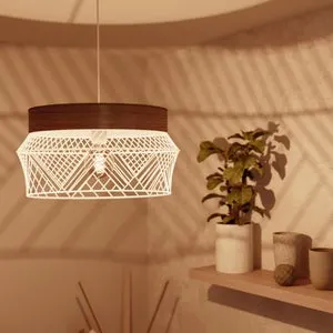 Lampadario Natura Kanel bianco paralume bianco E27 Ø45cm INSPIRE