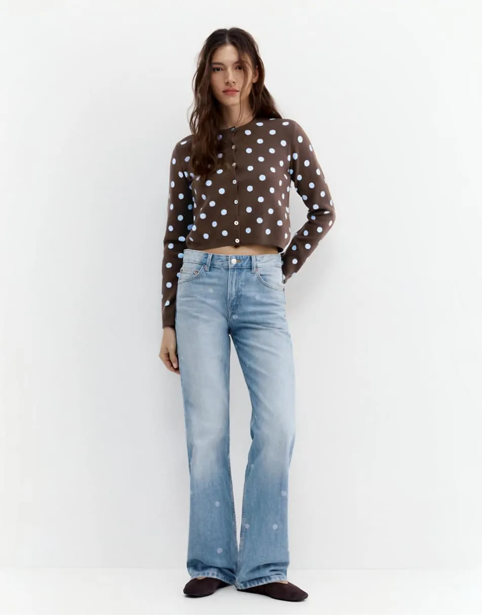 Pull&Bear Polka dot jacket in brown