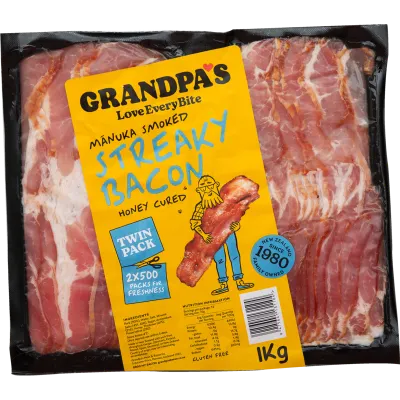 Grandpa's Meat & Bacon Co. Manuka Smoked Streaky Bacon