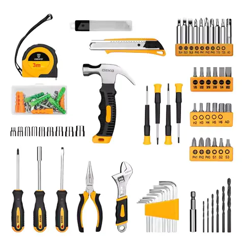 126Pcs Power Tool Combo Kits with 8V Cordless Drill,10MM 3/8'' Keyless Chuck,Professional Home Household DIY Hand Tool Kits
