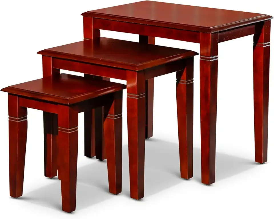 Space-Saving Cherry Nesting Tables - 3-Piece Set
