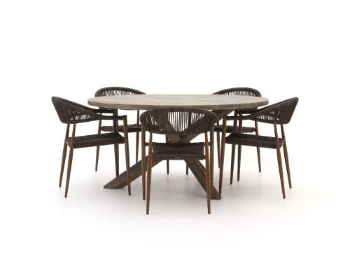 Manifesto Belpasso/ROUGH-Y ø150cm dining tuinset 6-delig stapelbaar