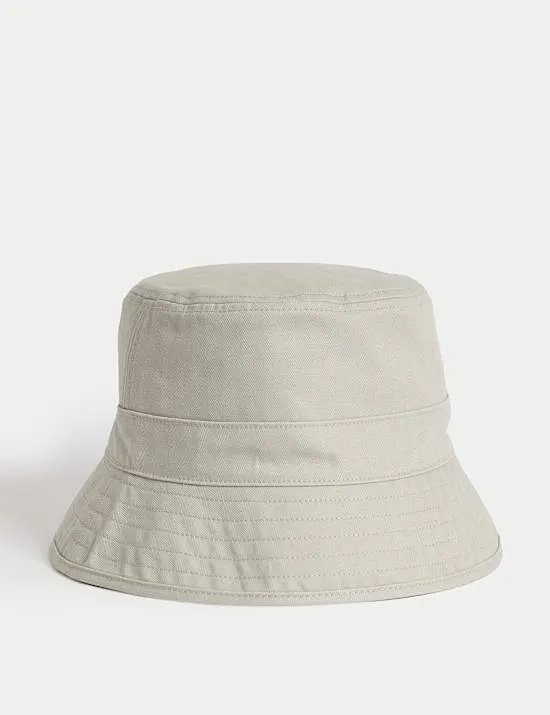 Pure Cotton Herringbone Bucket Hat