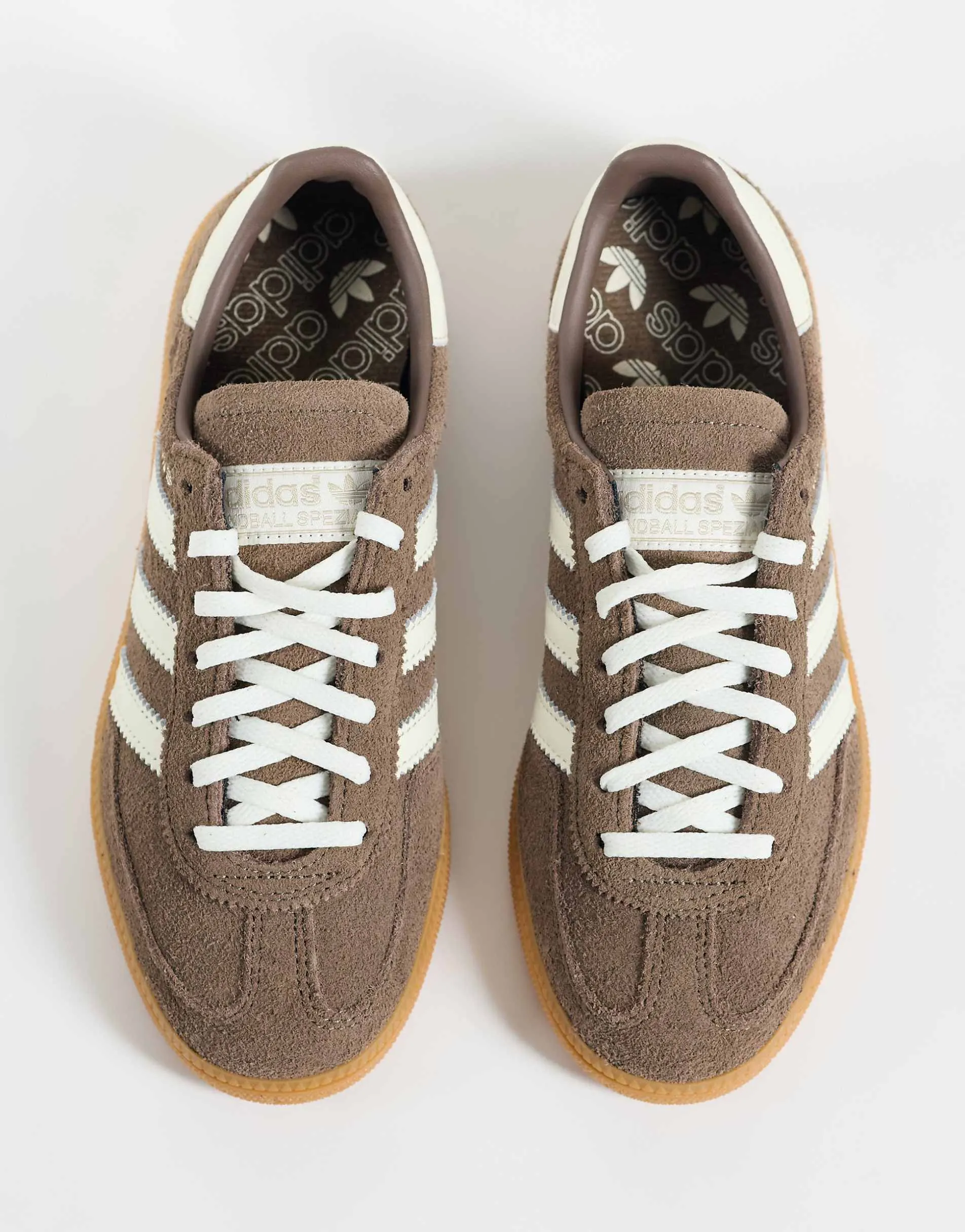 adidas Originals Handball Spezial gum sole trainers in brown and white