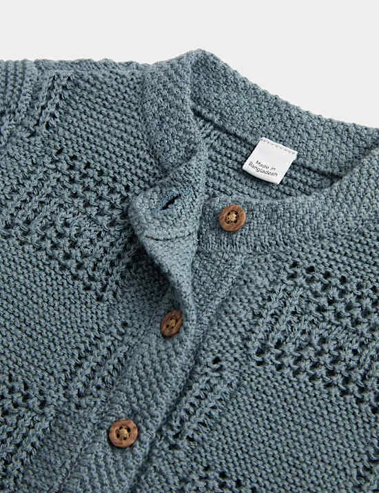 Pure Cotton Knitted Cardigan (7lbs-12 Mths)