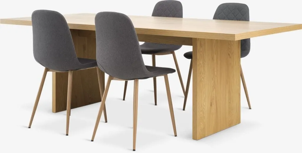MUNKEBY Tavolo L220 cm rovere caldo + 4 JONSTRUP col.asfalto