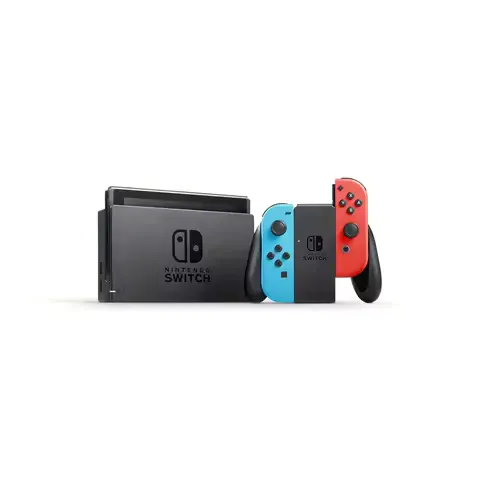 Nintendo Switch OLED Model Console with Neon Red & Neon Blue Joy-Con Controllers, Enhanced Handheld Gaming System