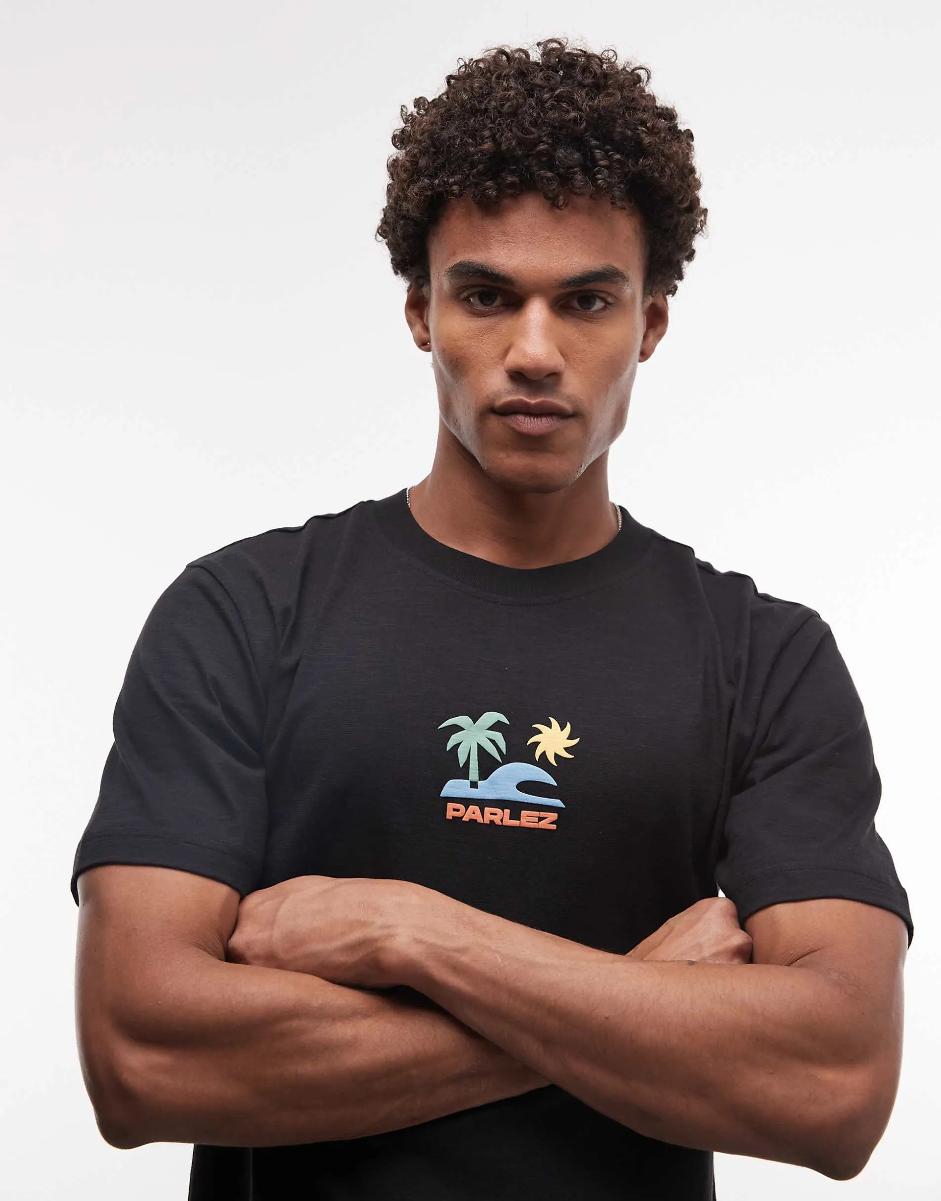 Parlez short sleeve mateo beach graphic logo t-shirt in black