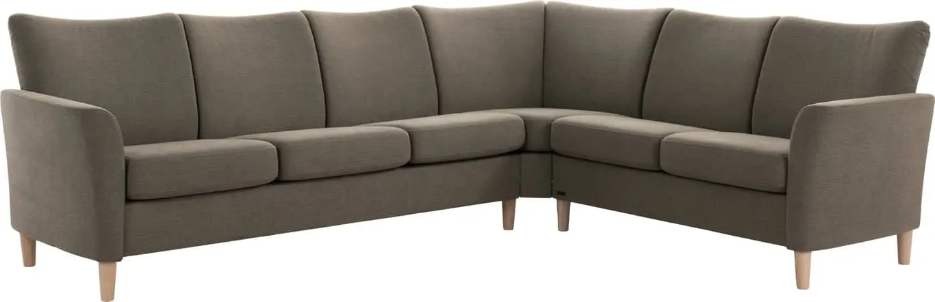 Brunstad Oda hjørnesofa Modulsofa. Oppsett B53 (3vinkel2) stoff Saga Forest, ben hvitpigmentert