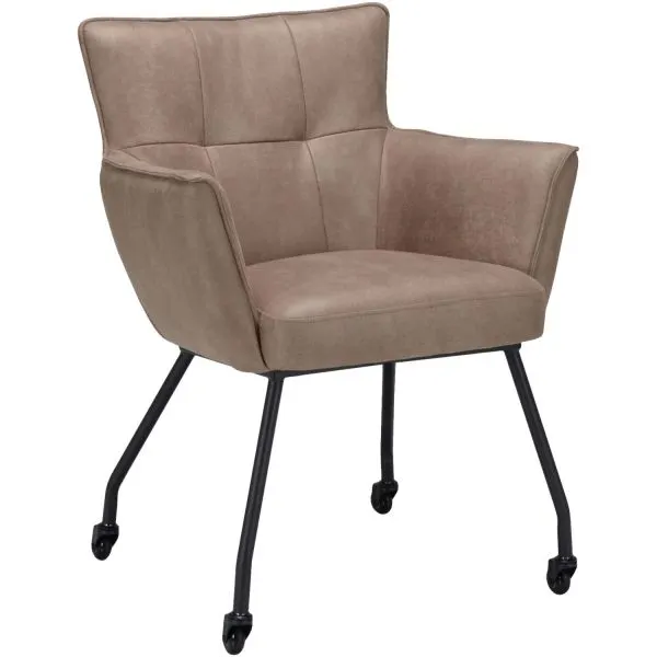 Eetkamerstoel Novile microleder taupe met wiel