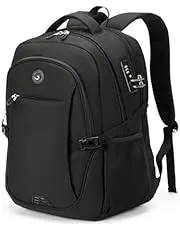 SHRRADOO Anti Theft Laptop Backpack Travel Backpacks with Combination Lock for Women Men High School College Backpack Computer Bag Fits 17 Inch Laptop,Grey