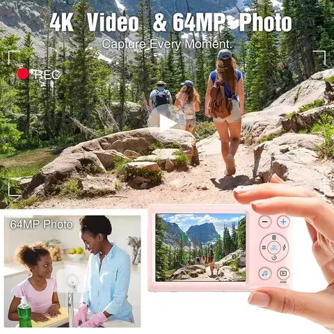 KOMERY 4K Digital Camera 64MP Autofocus Vlogging Camera 18X Digital Zoom Compact Camera with Flash Webcam for Travel YouTube