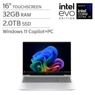 HP OmniBook 7 16" Touchscreen Laptop - Intel Core Ultra X7 358H - Copilot+ PC - 2K (2048 x 1280) OLED - 32 GB Memory - 2 TB SSD - Windows 11 Home