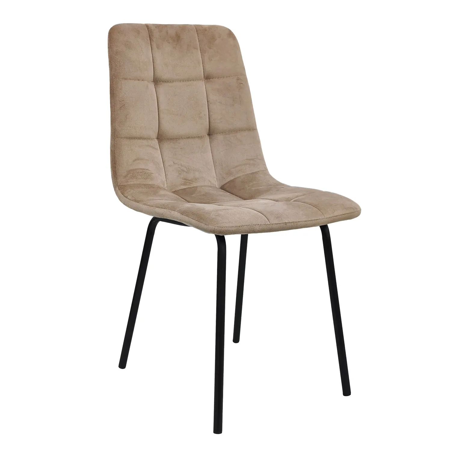 Sedia Imbottita Tortora con Gambe in Metallo h85x44x40 cm