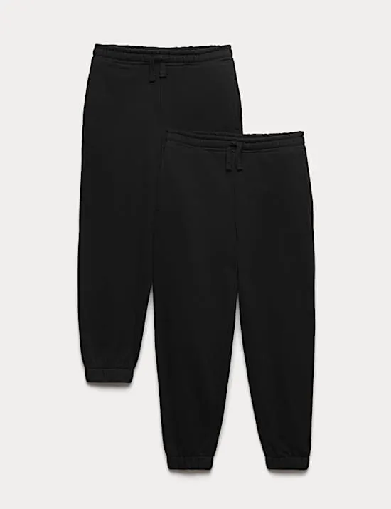 2 Pack Cotton Rich Unisex Joggers (6-16 Yrs)