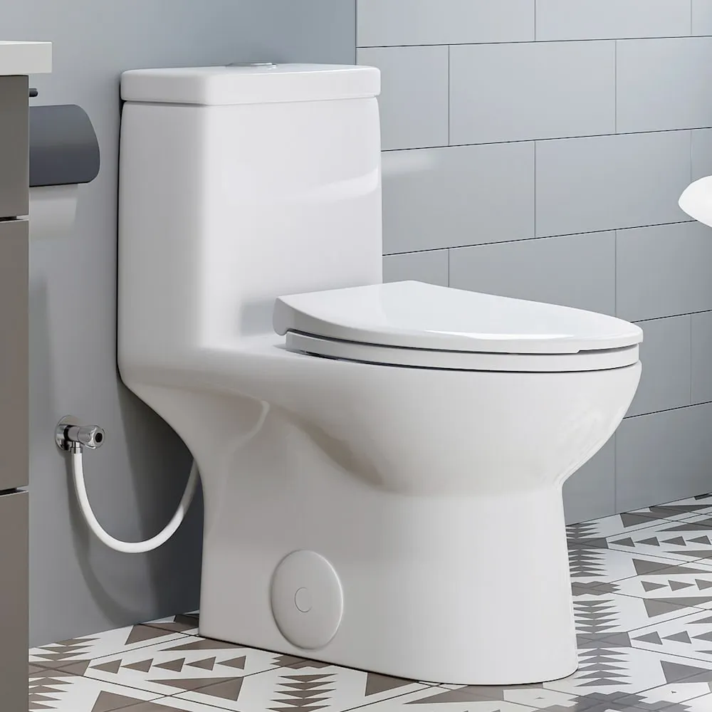 HOROW 1-Piece 1.06/1.59 GPF Dual Flush Elongated Toilet in White with Seat Included