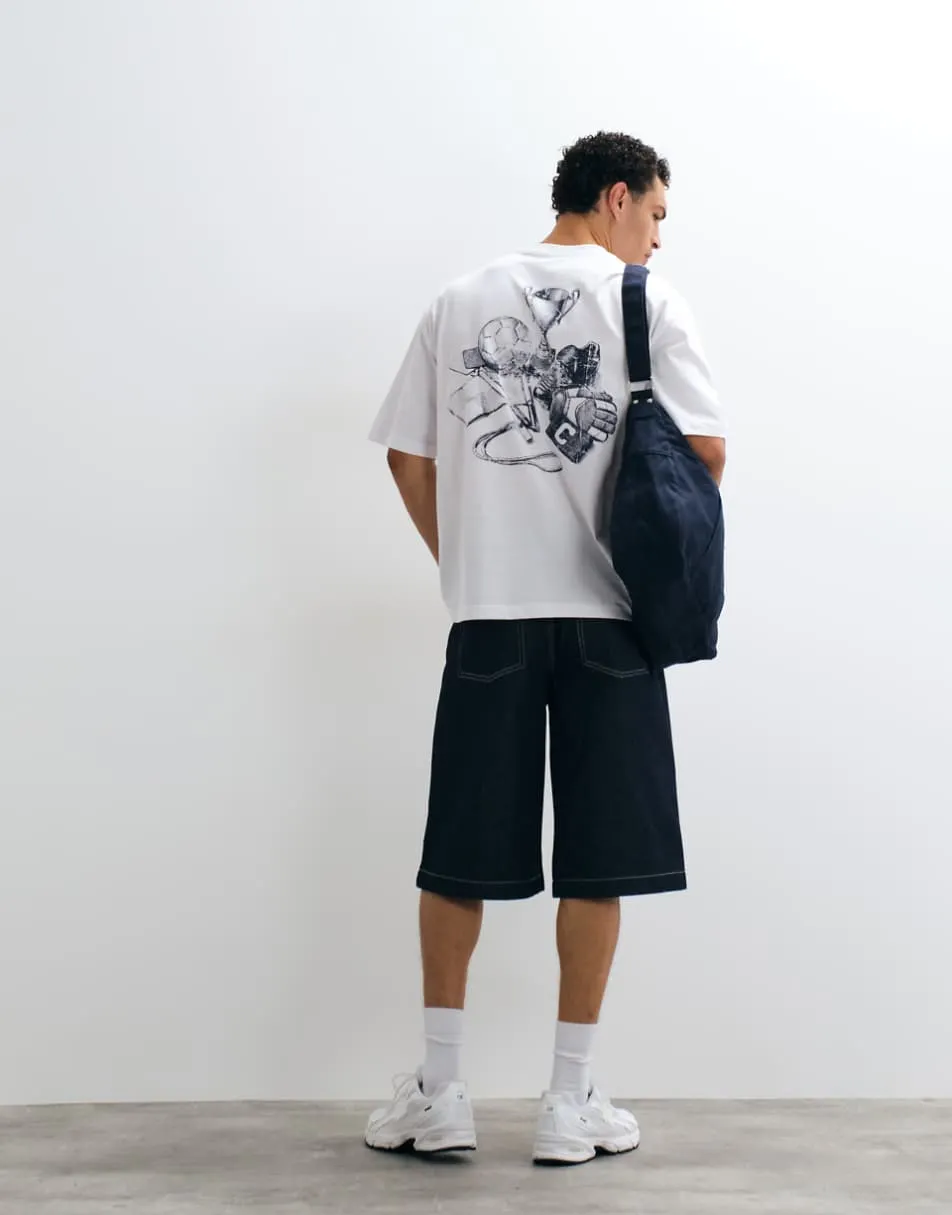 ASOS DESIGN oversized t-shirt with football graphic in white