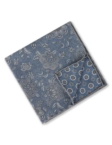 Silk Pocket Square Navy Pattern