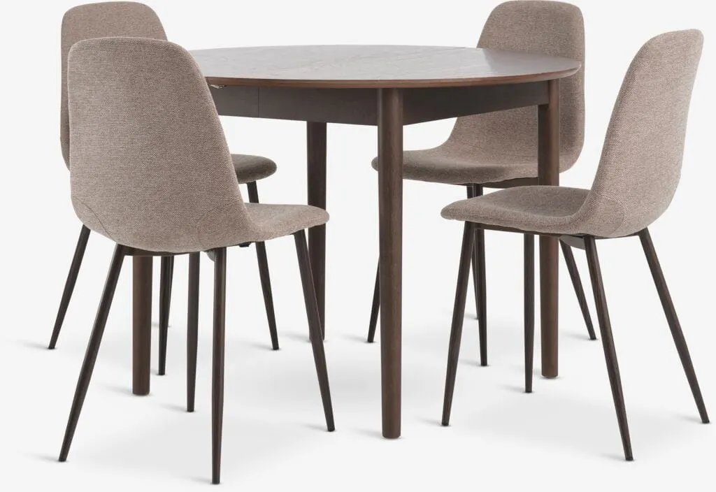MARSTRAND Tavolo Ø110 cm rovere scuro + 4 JONSTRUP beige