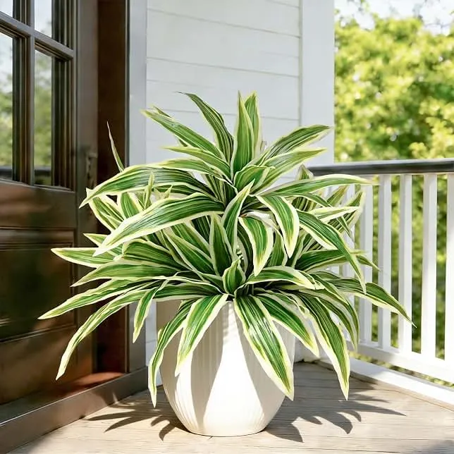Cherica 4Pcs Fake Ferns, Faux Outdoor Plants UV Resistant,3D Real Touch Fake Plants Total 80 Blades,Weatherproof Artificial Plants Outdoor Indoor for Garden Porch Home Office Decor