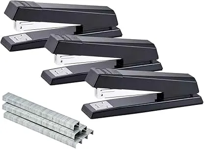 Bostitch Office No-Jam Premium Desktop Stapler, Full-Strip, Black, 1,250 Staples Included, 3-Pack Bostitch Office No-Jam Premium Desktop Stapler, Fu…