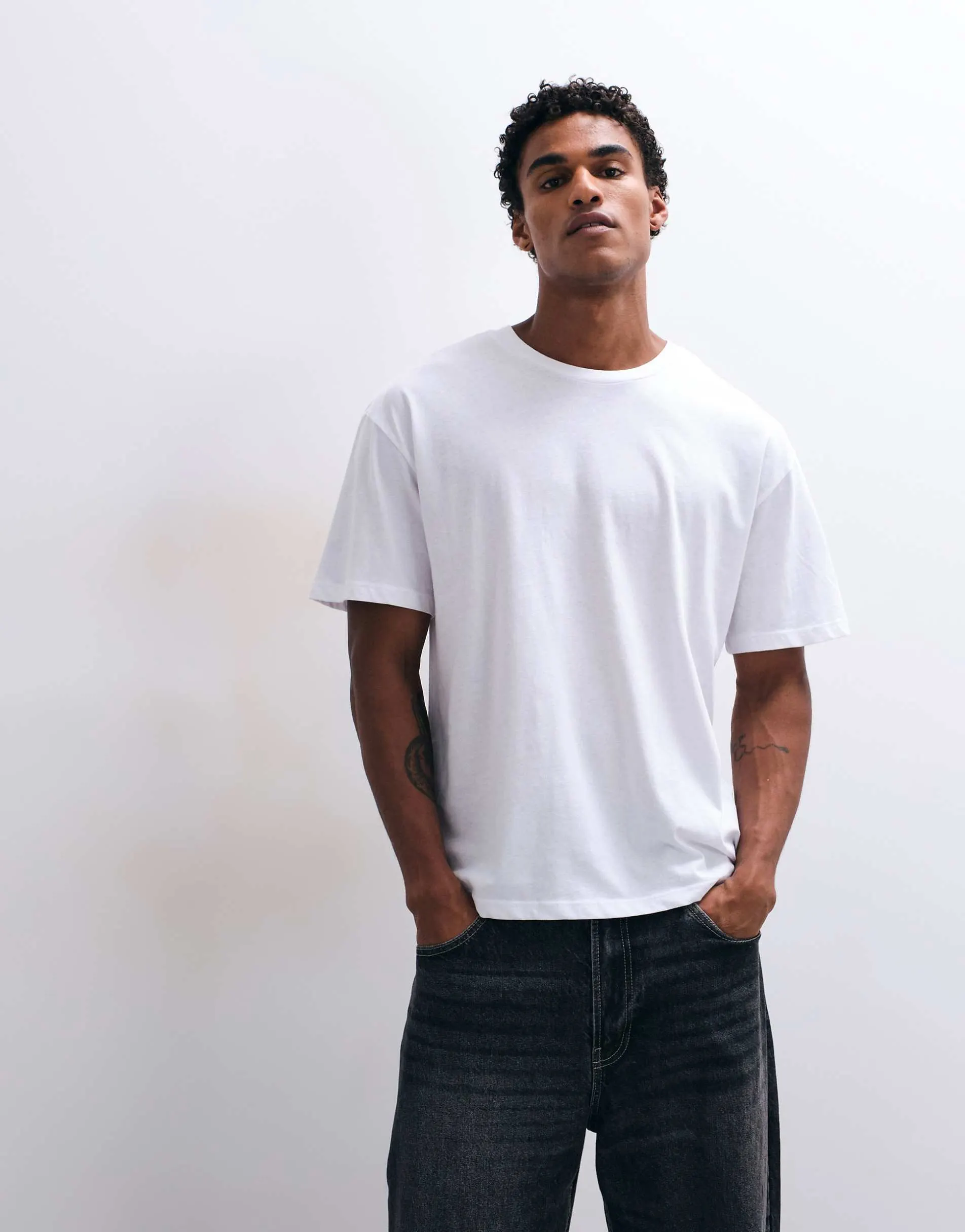 JJ Rebel oversized t-shirt with japanese back print in white