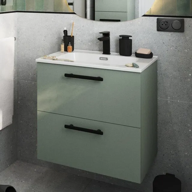 Mueble de baño con lavabo Remix2 verde 60x45 cm