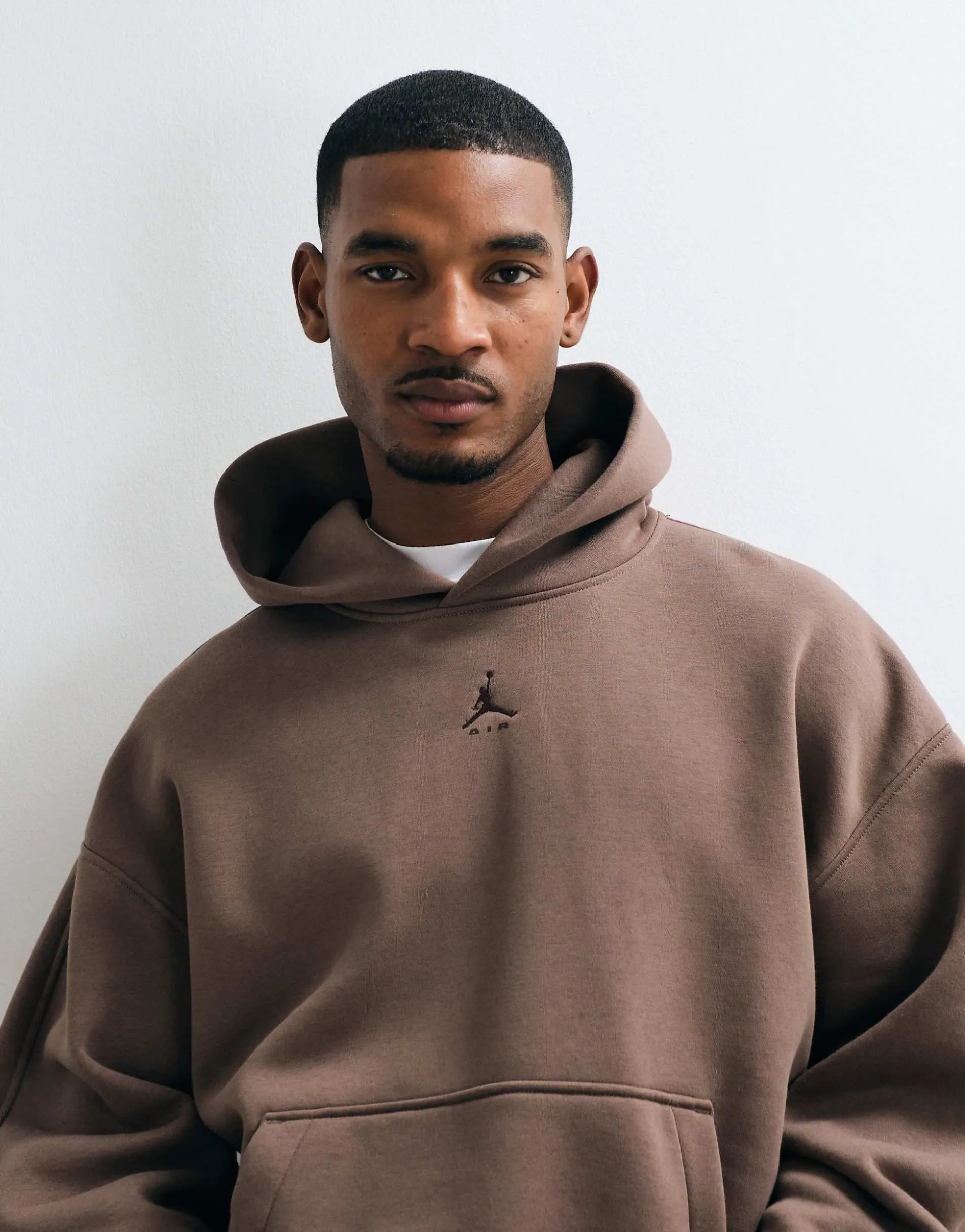 Jordan chest logo oversized heavyweight hoodie in brown