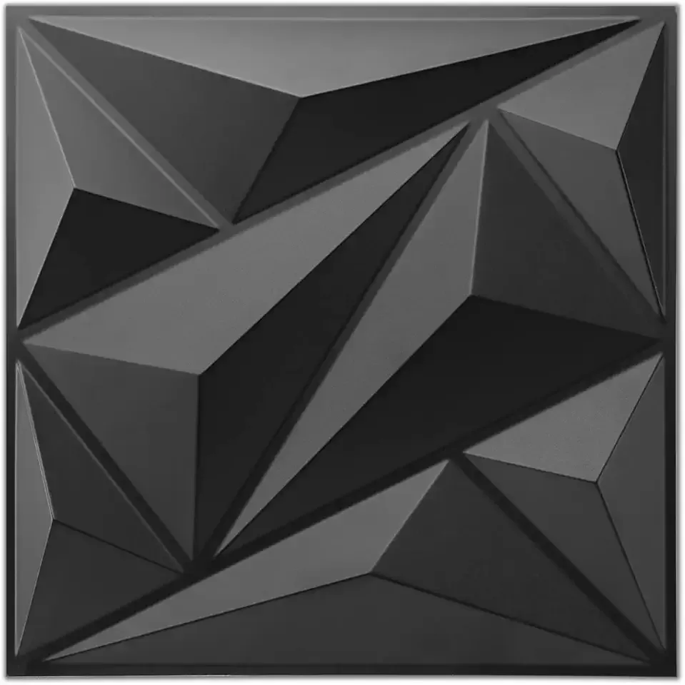 Art3dwallpanels 33 Pack 3D Wall Panel Diamond for Interior Wall Décor, PVC Flower Textured Wall Panels for Living Room Lobby Bedroom Hotel Office, Black, 12''x12'' Cover 32.Sq.Ft.
