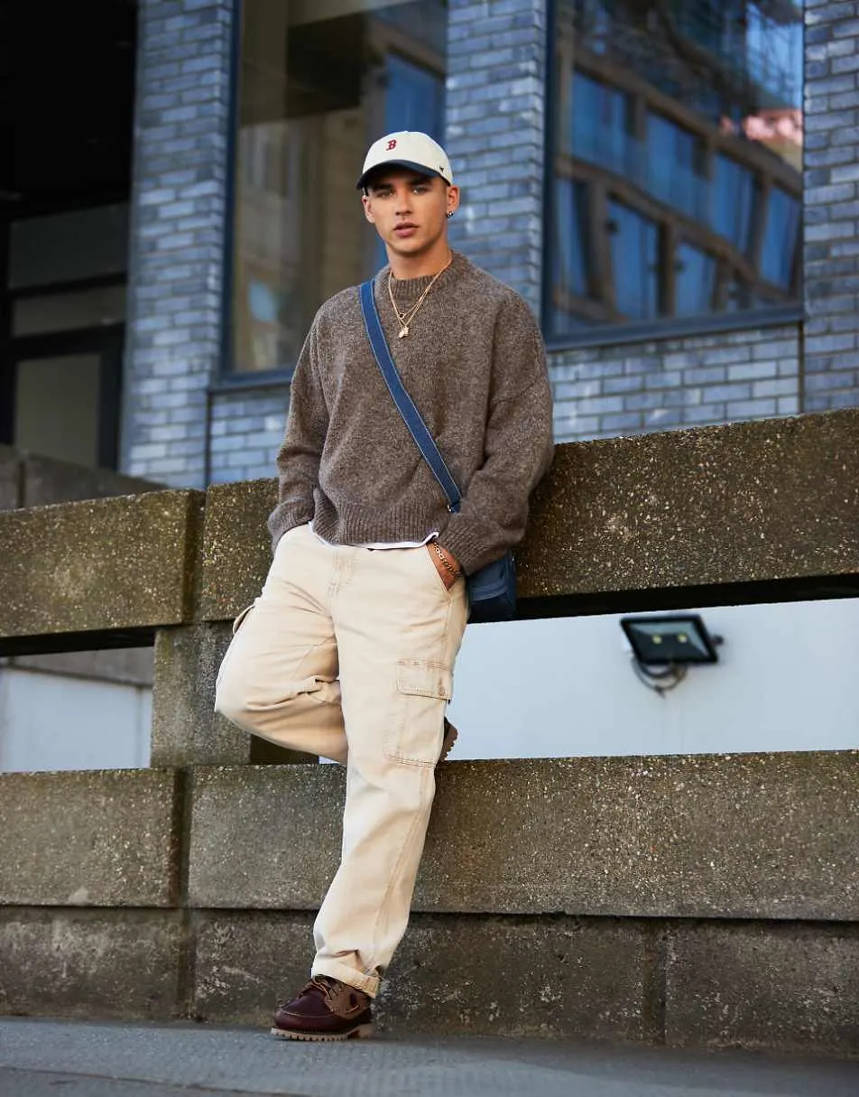 ASOS DESIGN extreme oversized boxy fit knitted jumper in brown marl