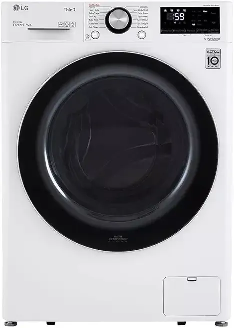 24 in. W 2.4 Cu. Ft. Compact Stackable Smart Front Load Washer in White with Steam and AI Fabric Sensor/Smart Pairing