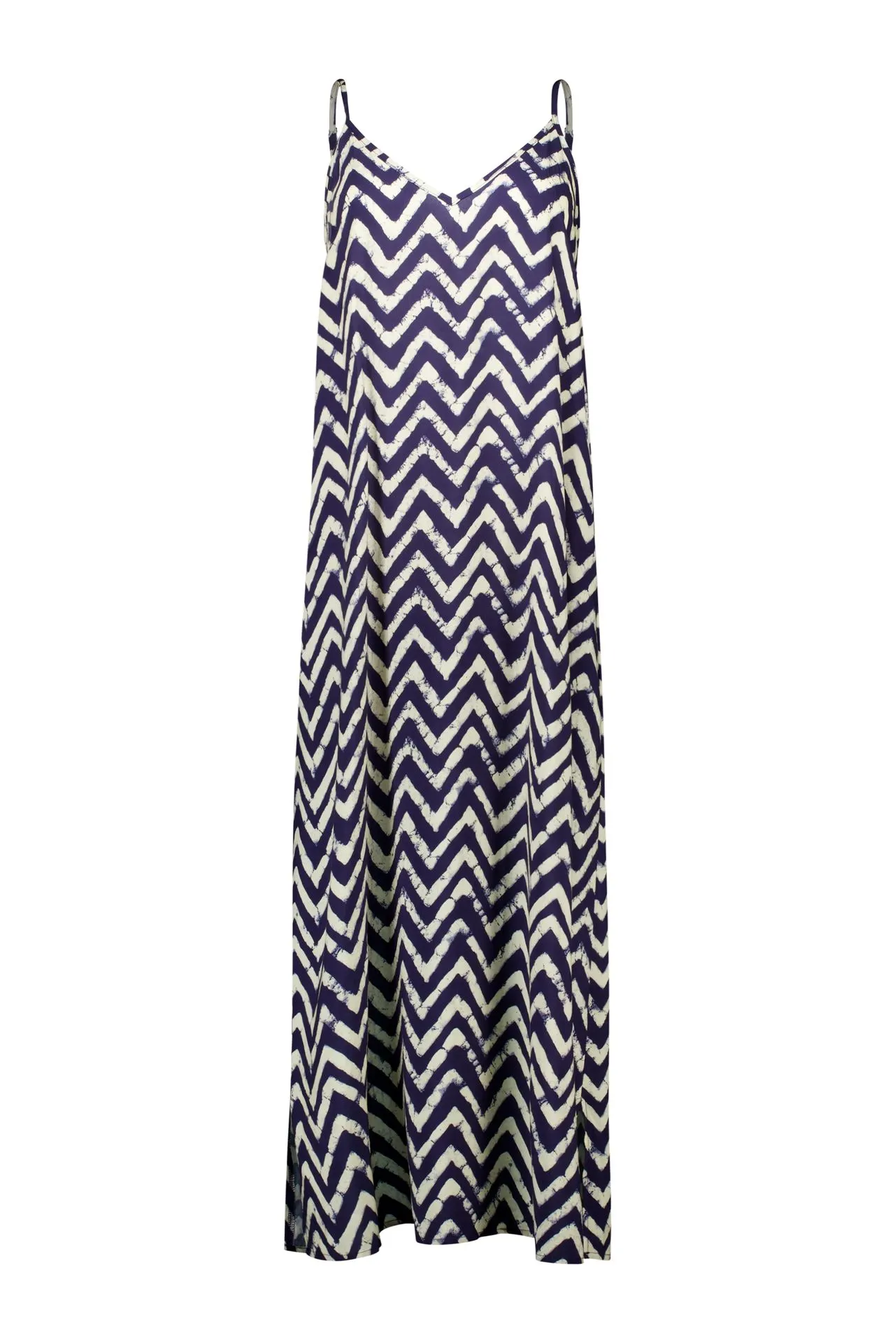 Donkerblauwe maxi jurk met grafische print