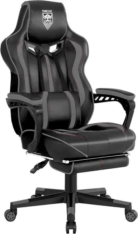 Gaming Chair for Adults, Reclining Gaming Chairs with Footrest and Massage, Computer Gaming Chair for Heavy People,Ergonomic Gamer Chair Big and Tall (Black/Gray)