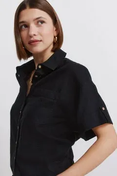 Camisa lino manga corta