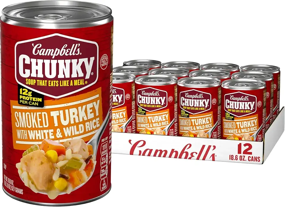 Campbells Chunky Soup, Smoked Turkey With White And Wild Rice Soup, 18.6 Ounce Can (Case Of 12)